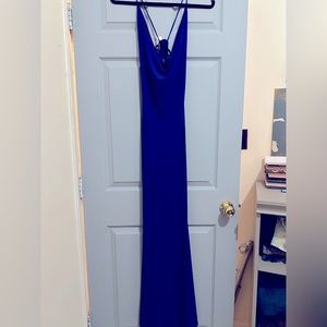 Genessa Designs blue lace up back floor length dress. Sz lg